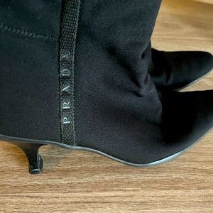 Prada, Black stretch ankle boots. Size 8